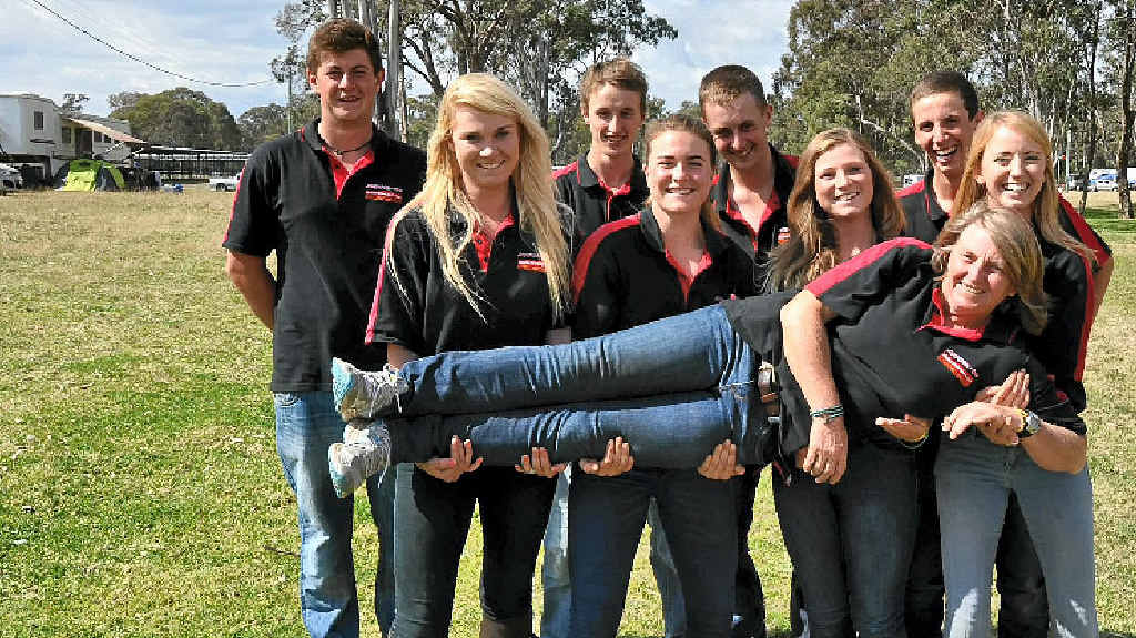HAVING FUN: The Irish Polocrosse under-21 team carrying coach Avis Wotton (from left) includes: Amy Buckley, Derbhala Murphy, Joanne Lavery, vice-captain Aimee Keogh, (back row) Stephen Nuzum, captain Will Armstrong, Conor Doyle and Dan Keogh.